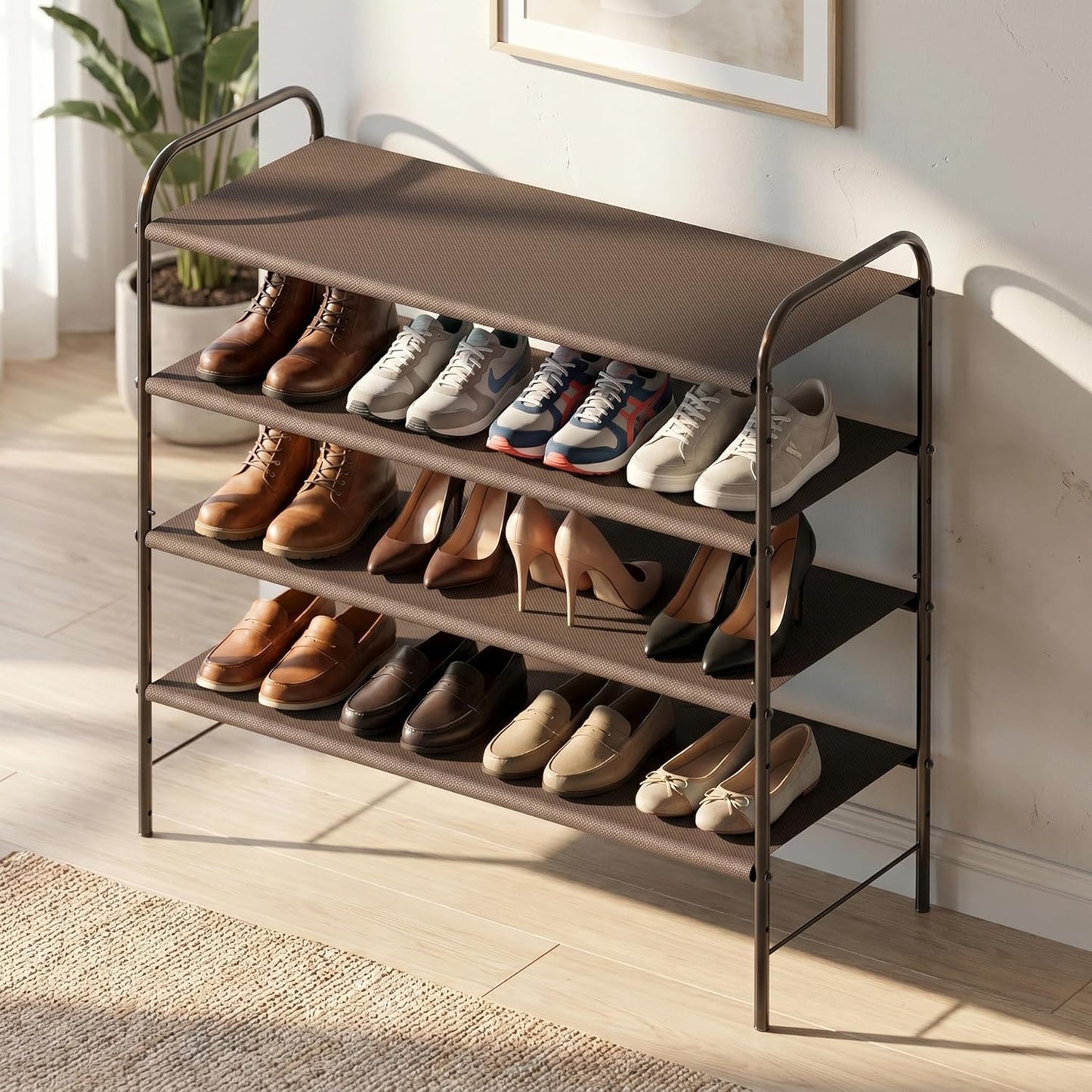 4-Tier Shoe Rack Storage Organizer, Bronze