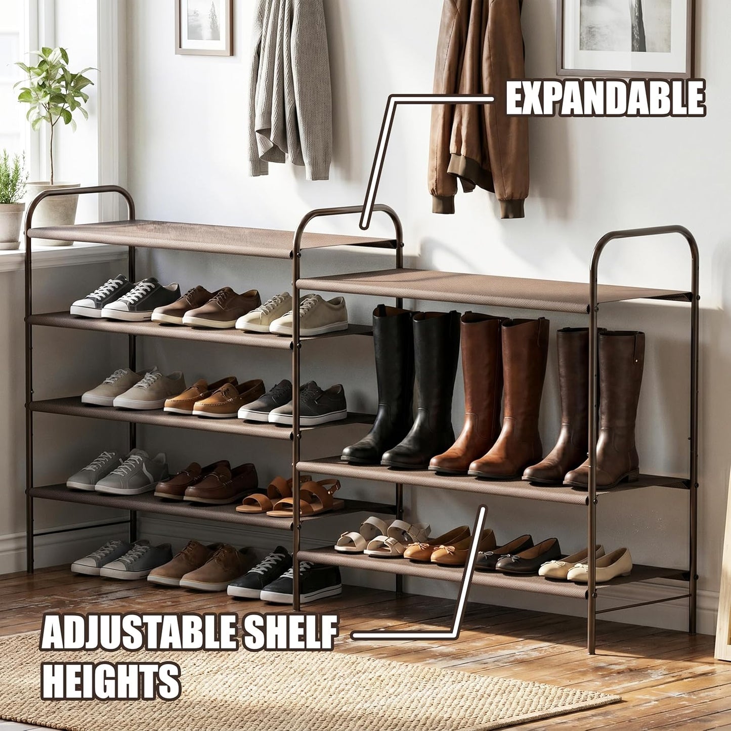4-Tier Shoe Rack Storage Organizer, Bronze